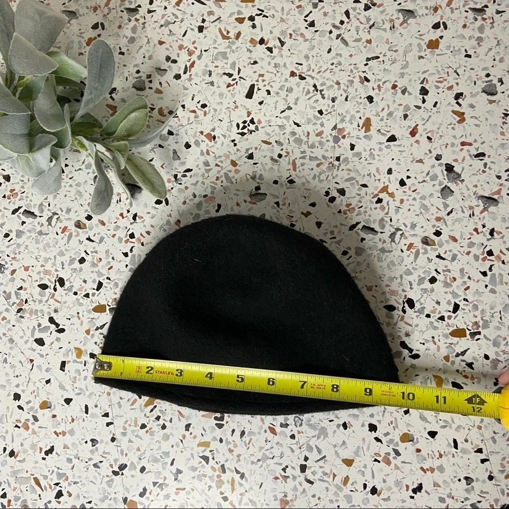 Vintage Style Bow Hat Cloche Cap Black Wool Blend XHILARATION OS Dark Academia - Picture 8 of 12